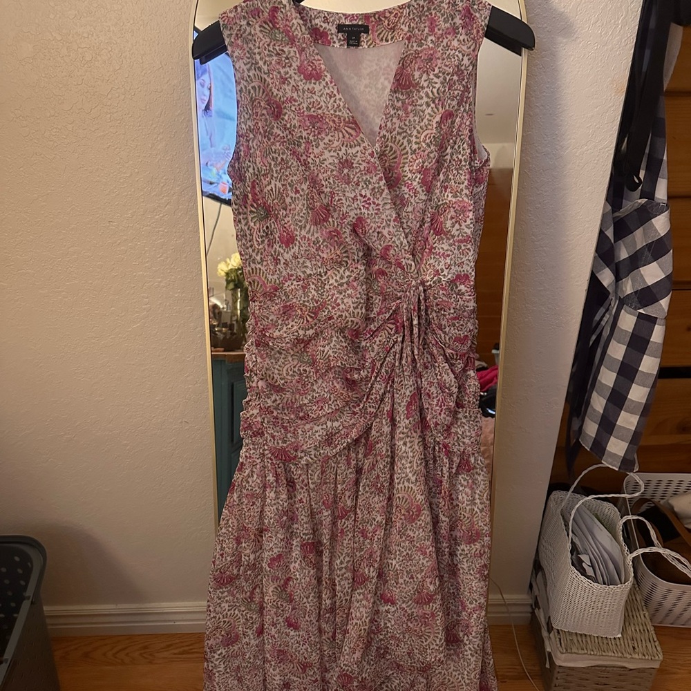 Ann Taylor Floral Pink Sleeveless Dress